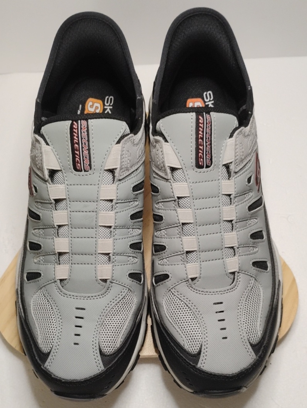 Skechers Men’s Gray, Black and Tan Athletic Slip-On Sneakers